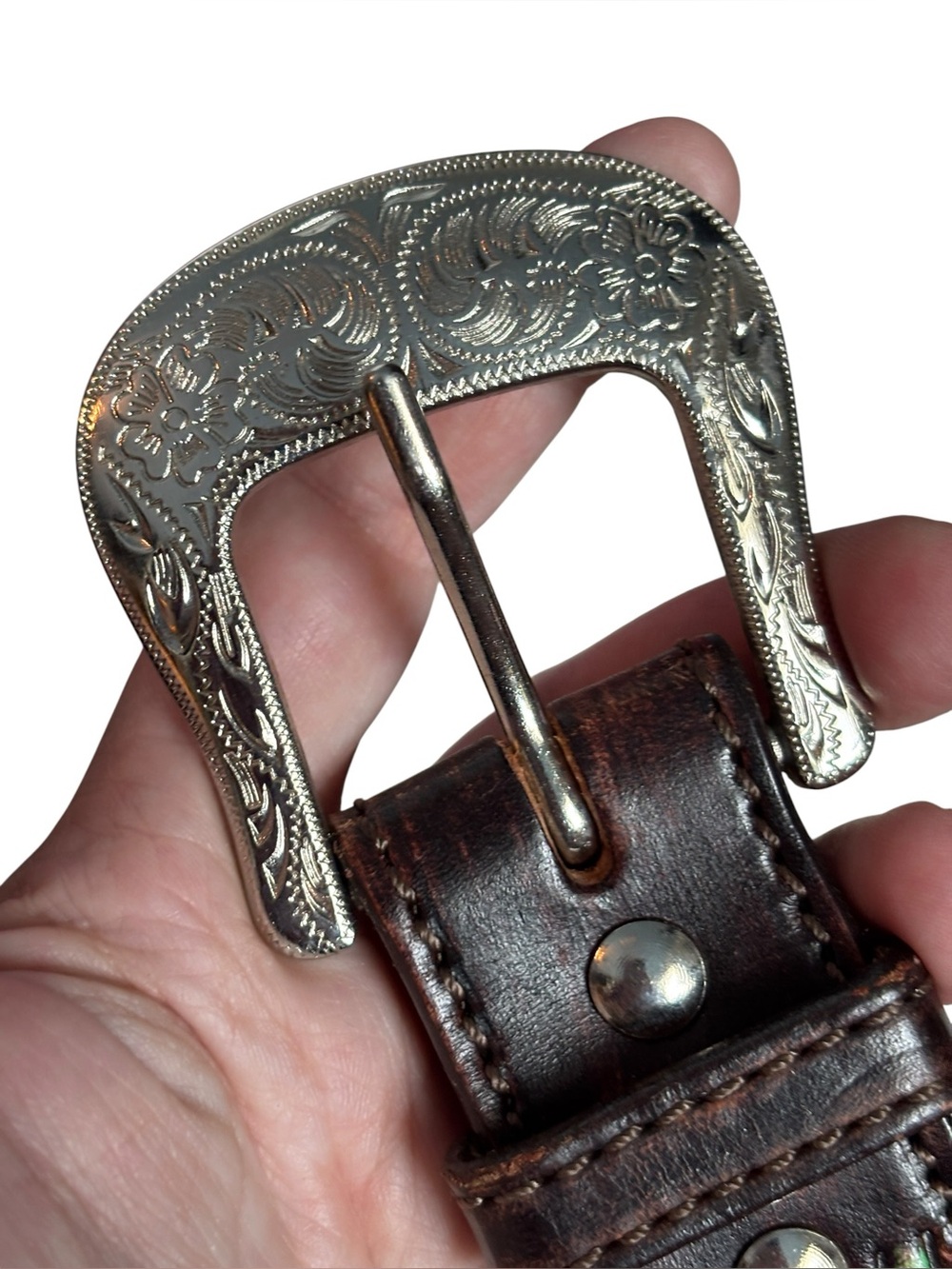 Circle Y of Yoakum Tooled/Painted Leather Belt - Picture 6 of 7